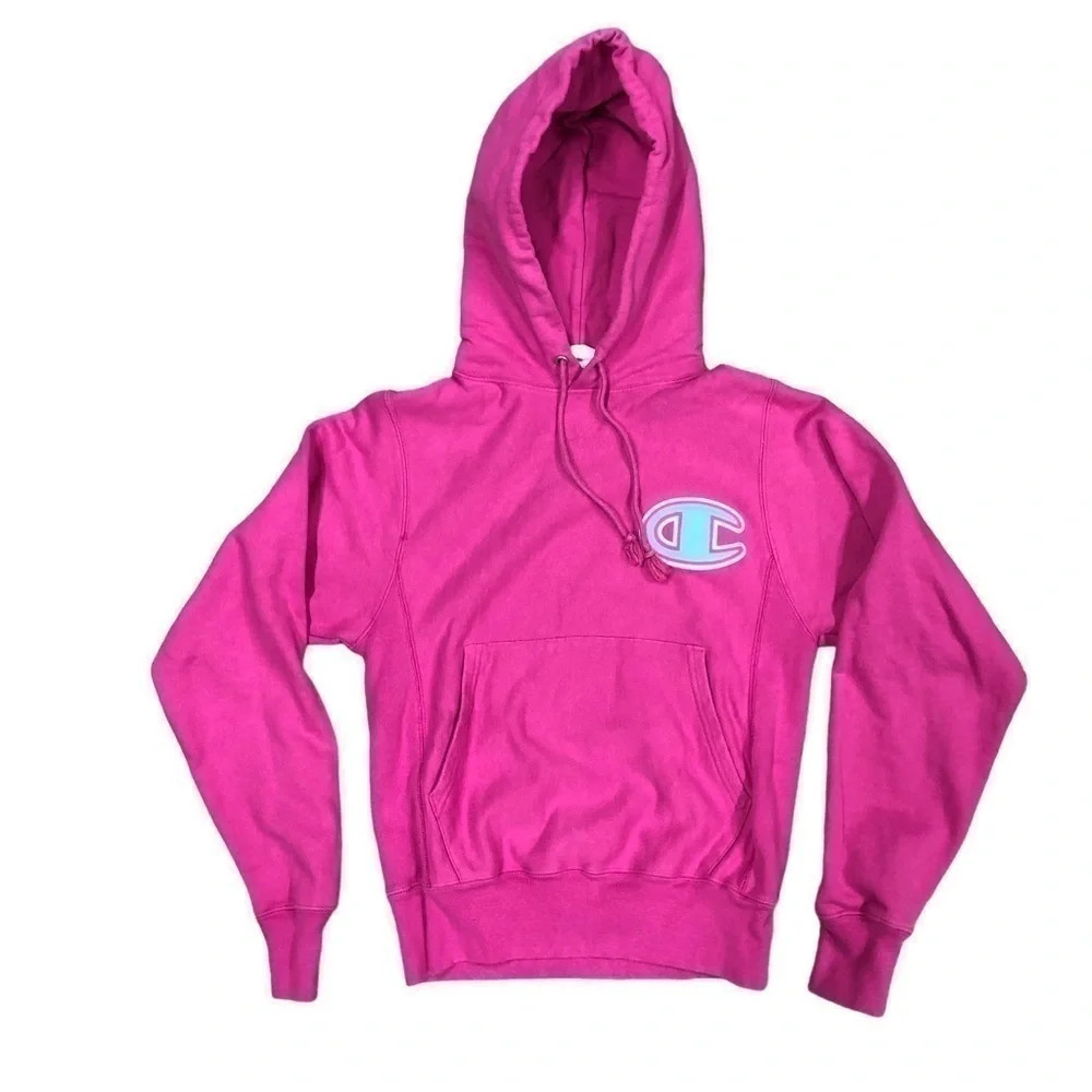 Champion Reverse Weave Hoodie Womens XS Hot Pink EUC Peony Parade Pink Pullover‎